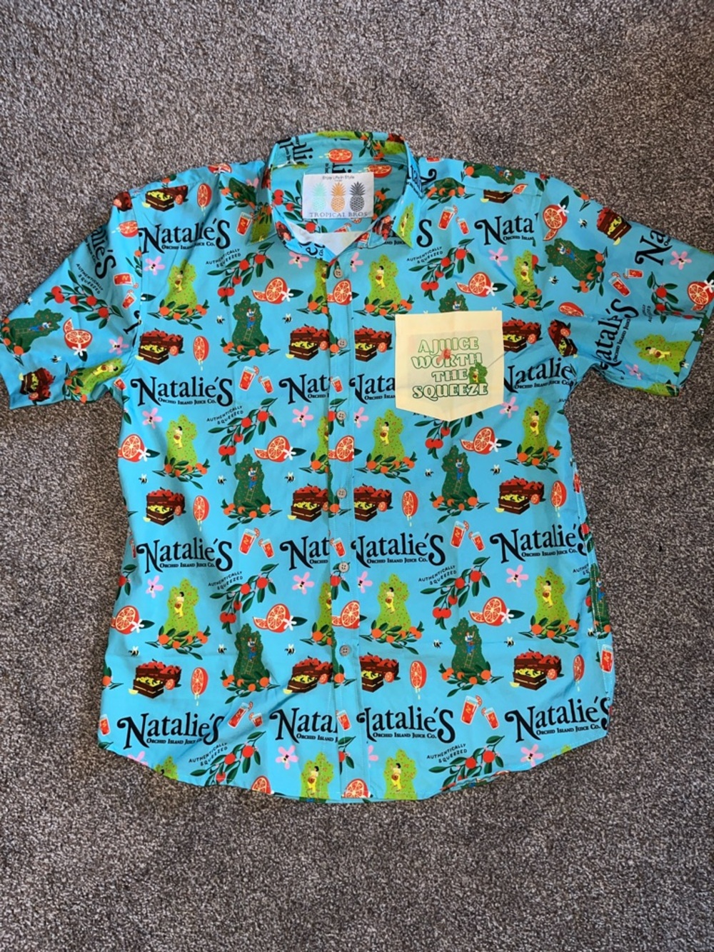 Tropical Bros Hawaiian Shirt Natalie’s Orchard Island Juice Large New